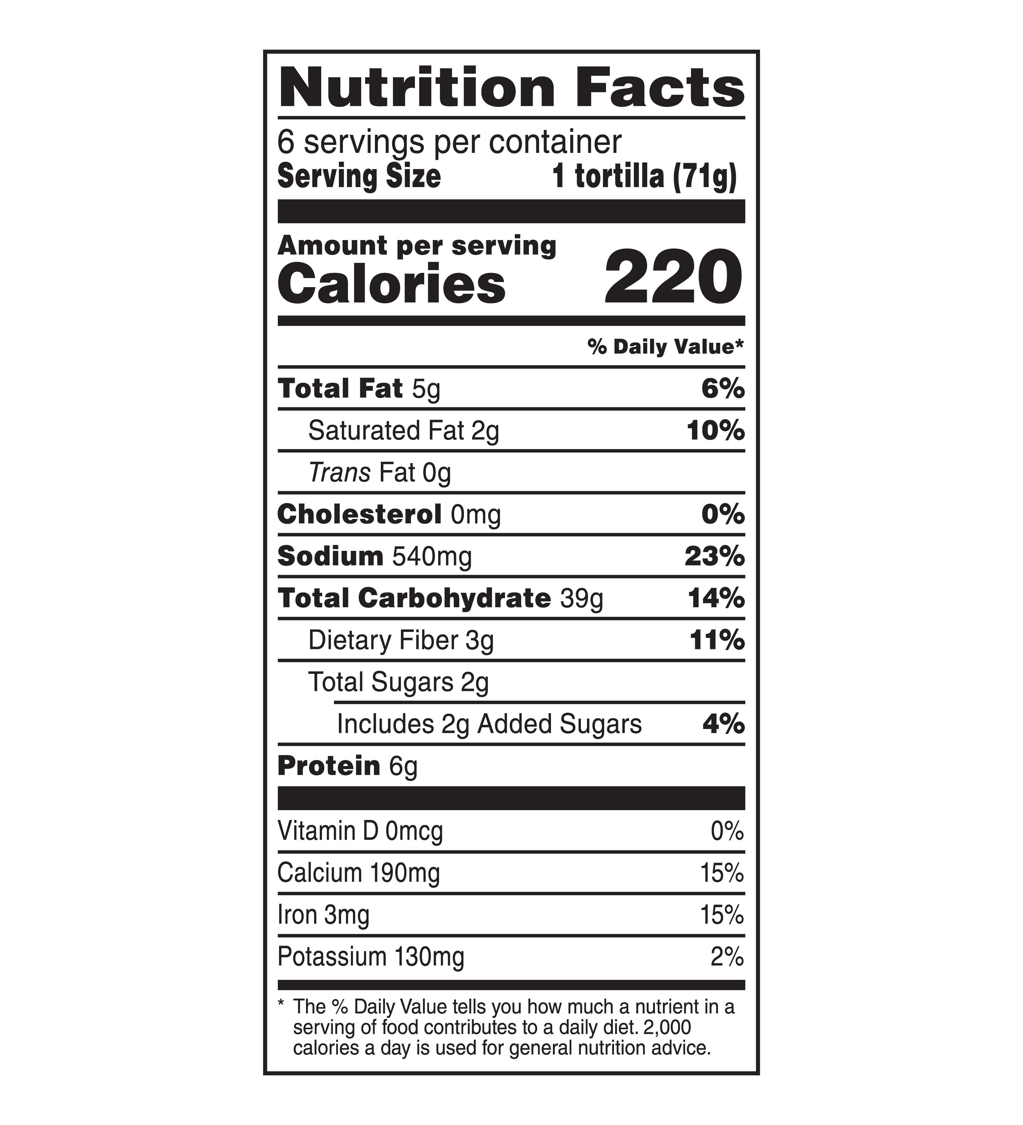 Garden Spinach Wraps nutrition facts